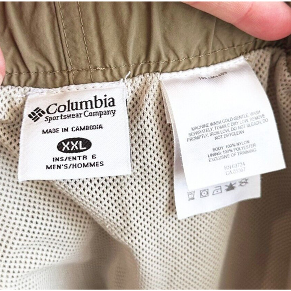 Columbia Mens Nylon Pull-On Shorts Size XXL Belted Lined Pockets Outdoors Hiking - Picture 4 of 4